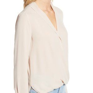 WITH TAGS Chelsea 28 Long Sleeve Cross Over blouse,  Buff/Beige - size Large